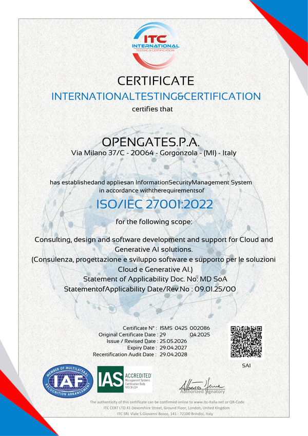 Certificato ISO 27001